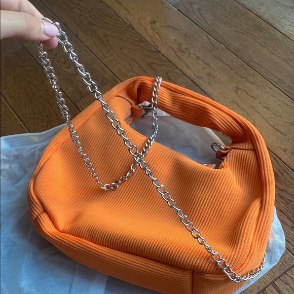 Vibrant Orange Textured Shoulder Bag - Picture 8 of 10
